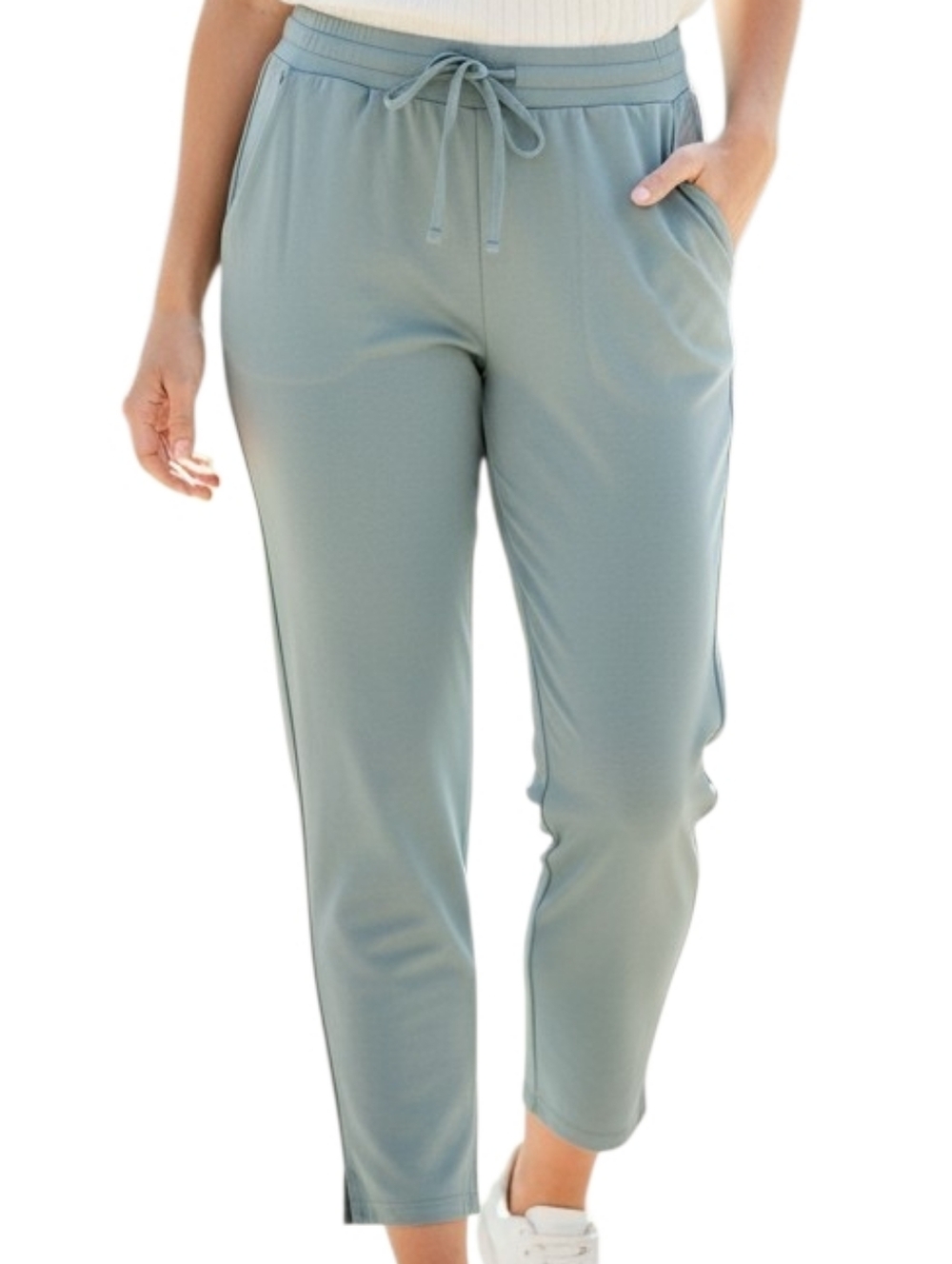JOIE Women’s Drawstring Waist Stretch Pants In Sage Green Size XL